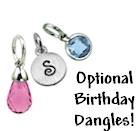 Simulated birthstone and inital charms for Mommy Chic pendants.