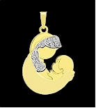 Mom and son pendant with diamond accents.
