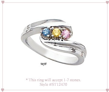 Searching for a fine mothers ring? This ring will accept from 1-7 stones.
