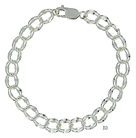 Sterling silver double link charm bracelet- lighter weight.