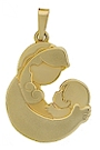 Mom and baby son pendant crafted in 14k gold. 