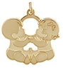 Twins pendant in 14k yellow gold- boy and girl.