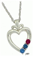 Sterling silver heart pendant with simulated stones.