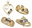 Mothers rings and pendants from mom and grandma